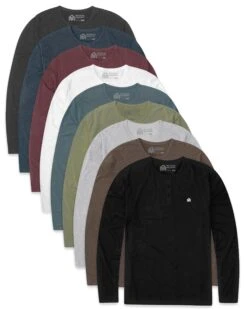 Custom 9 Pack Long Sleeve Henley - Branded