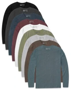 Custom 9 Pack Long Sleeve Henley - Non-Branded
