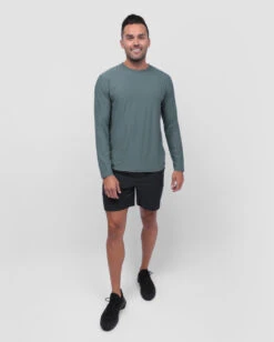 Long Sleeve Active Tee - Non-Branded -Men's daily clothing ActiveNB Mens LongSleeve Indigo Full