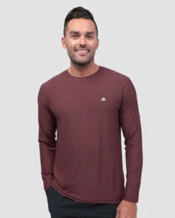 Long Sleeve Active Tee - Branded -Men's daily clothing Active Mens LongSleeve Maroon Front