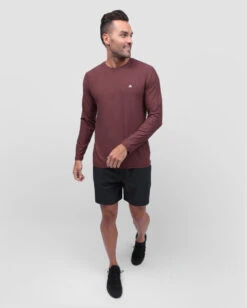 Long Sleeve Active Tee - Branded -Men's daily clothing Active Mens LongSleeve Maroon Full