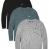 Custom 3 Pack Long Sleeve Tee - Branded -Men's daily clothing Basic Mens LSTee 3Pack BlackIndigoGrey
