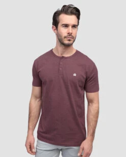 Henley Tee - Branded -Men's daily clothing Branded Mens SSHenley Maroon Front 248c1212 b726 46c6 95fb e0164e8fe279