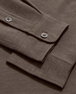 Long Sleeve Button Up -Men's daily clothing ButtonUp Brown Detail 02