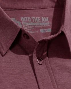 Long Sleeve Button Up -Men's daily clothing ButtonUp Maroon Detail 01