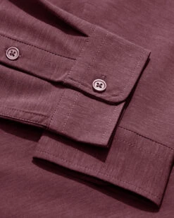Long Sleeve Button Up -Men's daily clothing ButtonUp Maroon Detail 02