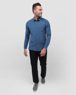Long Sleeve Button Up -Men's daily clothing ButtonUp Mens LongSleeve CoolBlue Full
