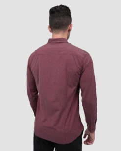 Long Sleeve Button Up -Men's daily clothing ButtonUp Mens LongSleeve Maroon Back