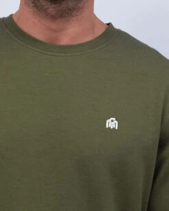 Crewneck Sweatshirt - Branded 24 Crewneck Sweatshirt - Branded -Men's daily clothing Crewneck Mens Sweatshirt Olive Detail