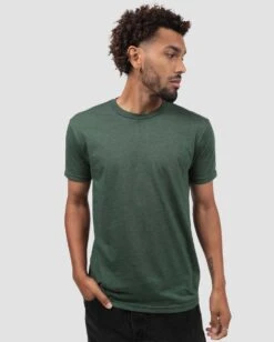 Basic Tee - Non-Branded -Men's daily clothing Essential Mens Tee HeatherForestGreen Front