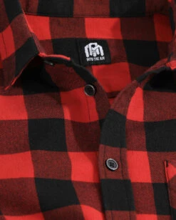 Long Sleeve Flannel -Men's daily clothing Flannel Checker BlackRed Detail 01