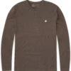 Long Sleeve Henley Tee - Branded -Men's daily clothing Henley Mens LongSleeve Branded Brown Front