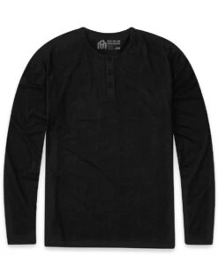 Long Sleeve Henley Tee - Non-Branded -Men's daily clothing Henley Mens LongSleeve NonBranded Black Front