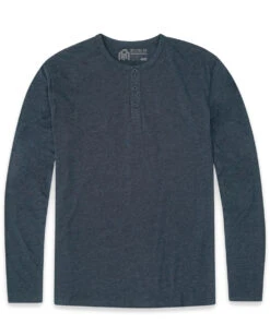 Long Sleeve Henley Tee - Non-Branded -Men's daily clothing Henley Mens LongSleeve NonBranded Navy Front