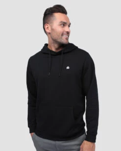 Pullover Hoodie (Classic Pocket) - Branded -Men's daily clothing Kangaroo Mens Hoodie Black Front
