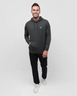 Pullover Hoodie (Classic Pocket) - Branded -Men's daily clothing Kangaroo Mens Hoodie Charcoal Full