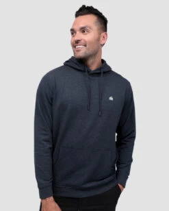 Pullover Hoodie (Classic Pocket) - Branded -Men's daily clothing Kangaroo Mens Hoodie Navy Front