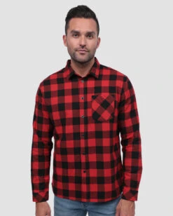Long Sleeve Flannel -Men's daily clothing LongSleeve Flannel CheckerBlackRed Front1