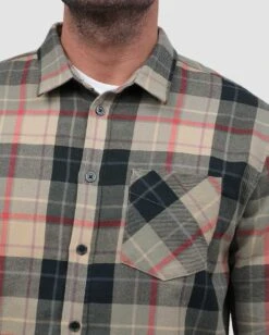 Long Sleeve Flannel -Men's daily clothing LongSleeve Flannel MultiPlaidBeige Detail