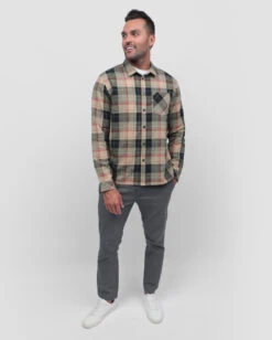 Long Sleeve Flannel -Men's daily clothing LongSleeve Flannel MultiPlaidBeige Full1