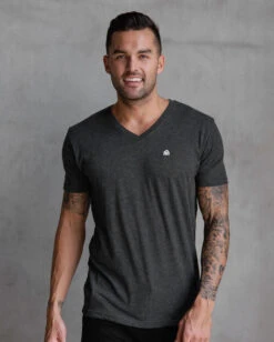 V-Neck Tee - Branded 28 V-Neck Tee - Branded -Men's daily clothing Men Vneck Charcoal Front