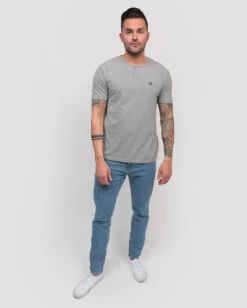 Henley Tee - Branded -Men's daily clothing Mens Basic Henley Grey Full
