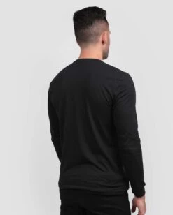 Long Sleeve Tee - Branded -Men's daily clothing Mens Basic LongSleeve Black Back