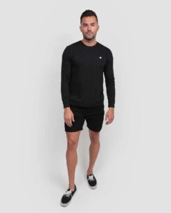 Long Sleeve Tee - Branded -Men's daily clothing Mens Basic LongSleeve Black Full