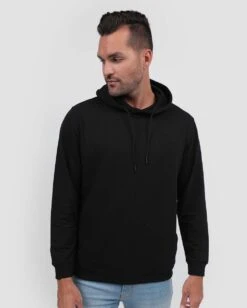 Pullover Hoodie (Hidden Pocket) - Non-Branded -Men's daily clothing Mens Essential Hoodie Black Front