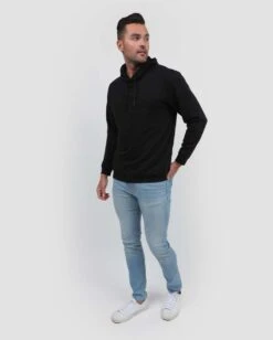 Pullover Hoodie (Hidden Pocket) - Non-Branded -Men's daily clothing Mens Essential Hoodie Black Full