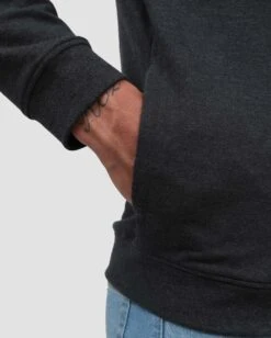 Pullover Hoodie (Hidden Pocket) - Non-Branded -Men's daily clothing Mens Essential Hoodie Charcoal PocketDet