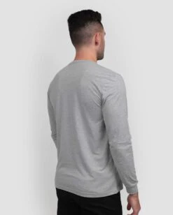 Long Sleeve Tee - Non-Branded -Men's daily clothing Mens Essential LongSleeve Grey Back