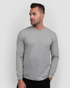 Long Sleeve Tee - Non-Branded -Men's daily clothing Mens Essential LongSleeve Grey Front