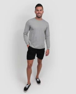 Long Sleeve Tee - Non-Branded -Men's daily clothing Mens Essential LongSleeve Grey Full