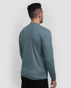 Long Sleeve Tee - Non-Branded -Men's daily clothing Mens Essential LongSleeve Indigo Back