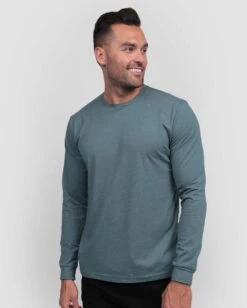 Long Sleeve Tee - Non-Branded -Men's daily clothing Mens Essential LongSleeve Indigo Front