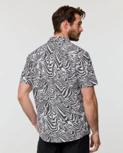 Relaxed Button Up -Men's daily clothing Non Branded Mens RelaxedButtonUp BlackBeigeAnimal Back