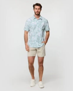 Relaxed Button Up -Men's daily clothing Non Branded Mens RelaxedButtonUp SlateGreenFloral Full