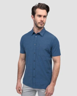 Button Up - Non-Branded -Men's daily clothing NonBranded Mens SSButtonUp CoolBlue Front
