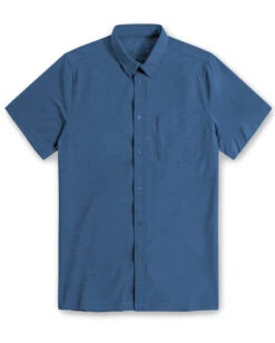 Button Up - Non-Branded -Men's daily clothing NonBranded Mens SSButtonUp CoolBlue Mock Front