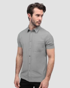 Button Up - Non-Branded -Men's daily clothing NonBranded Mens SSButtonUp Grey Front
