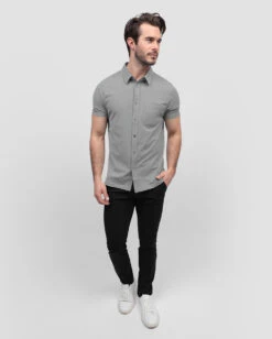 Button Up - Non-Branded -Men's daily clothing NonBranded Mens SSButtonUp Grey Full