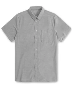 Button Up - Non-Branded -Men's daily clothing NonBranded Mens SSButtonUp Grey Mock Front