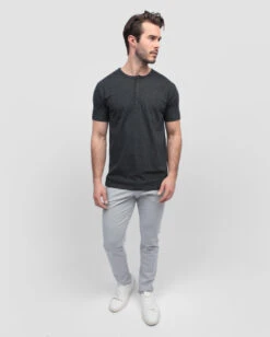 Henley Tee - Non-Branded -Men's daily clothing NonBranded Mens SSHenley Charcoal Full