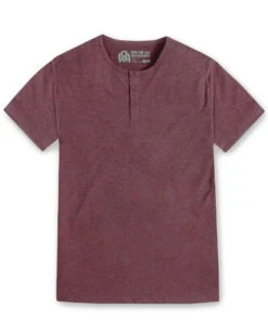 Henley Tee - Non-Branded -Men's daily clothing NonBranded Mens SSHenley Maroon Front