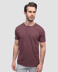 Henley Tee - Non-Branded -Men's daily clothing NonBranded Mens SSHenley Maroon Front d3a73a18 6d47 4b3b a625 f44363dca108