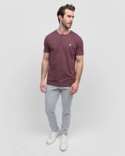 Henley Tee - Non-Branded -Men's daily clothing NonBranded Mens SSHenley Maroon Full