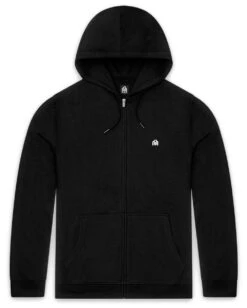 Zip-Up Hoodie - Branded -Men's daily clothing ZipUpHoodie Mens Branded Black Front