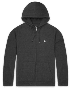 Zip-Up Hoodie - Branded -Men's daily clothing ZipUpHoodie Mens Branded Charcoal Front