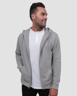 Zip-Up Hoodie - Non-Branded -Men's daily clothing ZipUpNB Mens Hoodie Grey Front2